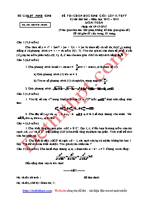 Đề thi chọn học sinh giỏi môn Toán Lớp 12 THPT - Kỳ thi thứ hai - Năm học 2012-2013 - Sở giáo dục và đào tạo Ninh Bình (Có đáp án)