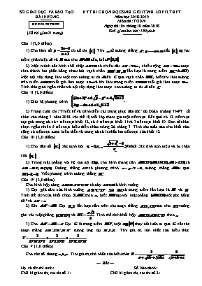 Đề thi chọn học sinh giỏi tỉnh môn Toán Lớp 12 THPT - Năm học 2018-2019 - Sở giáo dục và đào tạo Hải Dương (Có đáp án)