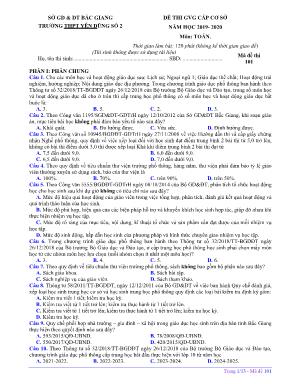 Đề thi giáo viên giỏi cấp cơ sở môn Toán - Mã đề 101 - Năm học 2019-2020 - Trường THPT Yên Dũng số 2
