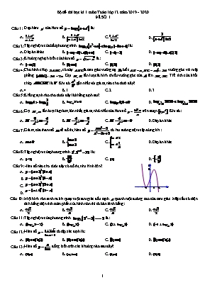 Đề thi học kì 1 môn Toán lớp 12 - Đề số 1 - Năm học 2019-2020