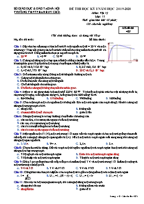Đề thi học kỳ I môn Vật lý Lớp 11 - Mã đề 485 - Năm học 2019-2020 - Trường THPT Phan Huy Chú (Có đáp án)