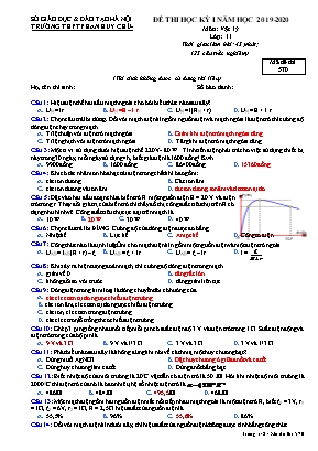 Đề thi học kỳ I môn Vật lý Lớp 11 - Mã đề 570 - Năm học 2019-2020 - Trường THPT Phan Huy Chú (Có đáp án)