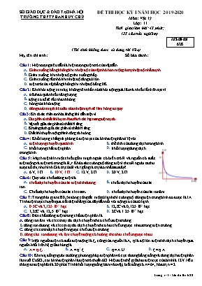 Đề thi học kỳ I môn Vật lý Lớp 11 - Mã đề 628 - Năm học 2019-2020 - Trường THPT Phan Huy Chú (Có đáp án)