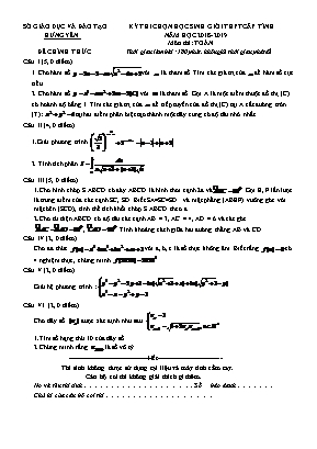 Đề thi học sinh giỏi cấp tỉnh môn Toán THPT - Năm học 2018-2019 - Sở giáo dục và đào tạo Hưng Yên