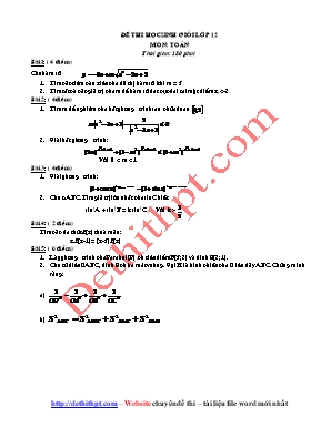 Đề thi học sinh giỏi môn Toán Lớp 12 - Bảng A (Có đáp án)