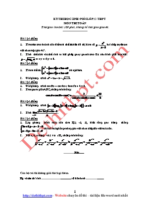 Đề thi học sinh giỏi môn Toán Lớp 12 (Có đáp án chi tiết)