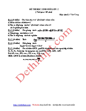 Đề thi học sinh giỏi môn Toán Lớp 12 - Lê Việt Cường (Có đáp án)
