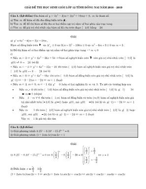 Đề thi học sinh giỏi môn Toán Lớp 12 - Năm học 2018-2019 - Sở giáo dục và đào tạo Đồng Nai (Có đáp án)