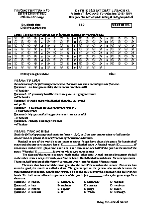 Đề thi khảo sát chất lượng học kỳ 2 môn Tiếng Anh Lớp 12 - Mã đề 102 - Năm học 2018-2019 - Trường THPT Tân Kỳ 3