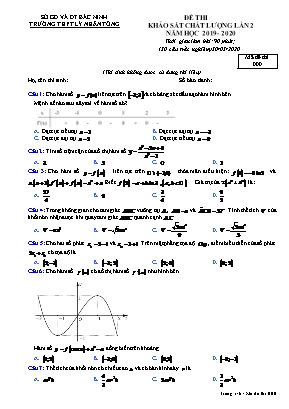 Đề thi khảo sát chất lượng Lớp 12 môn Toán lần 2 - Mã đề 000 - Năm học 2019-2020 - Trường THPT Lý Nhân Tông
