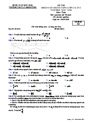 Đề thi khảo sát chất lượng Lớp 12 môn Toán lần 2 - Mã đề 203 - Năm học 2019-2020 - Trường THPT Lý Nhân Tông