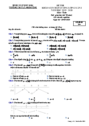 Đề thi khảo sát chất lượng Lớp 12 môn Toán lần 2 - Mã đề 204 - Năm học 2019-2020 - Trường THPT Lý Nhân Tông