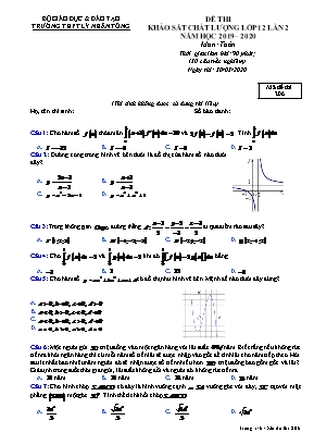 Đề thi khảo sát chất lượng Lớp 12 môn Toán lần 2 - Mã đề 206 - Năm học 2019-2020 - Trường THPT Lý Nhân Tông