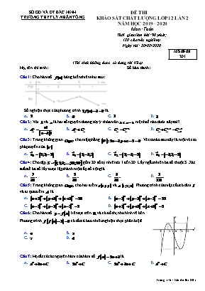 Đề thi khảo sát chất lượng môn Toán Lớp 12 lần 2 - Mã đề 201 - Năm học 2019-2020 - Trường THPT Lý Nhân Tông
