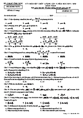 Đề thi khảo sát chất lượng môn Toán Lớp 12 - Mã đề 301 - Năm học 2019-2020 - Sở giáo dục và đào tạo Vĩnh Phúc