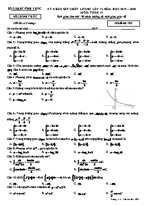 Đề thi khảo sát chất lượng môn Toán Lớp 12 - Mã đề 302 - Năm học 2019-2020 - Sở giáo dục và đào tạo Vĩnh Phúc