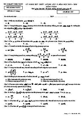 Đề thi khảo sát chất lượng môn Toán Lớp 12 - Mã đề 305 - Năm học 2019-2020 - Sở giáo dục và đào tạo Vĩnh Phúc