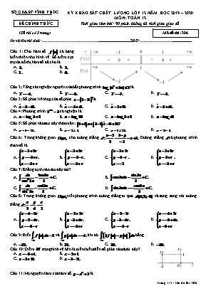 Đề thi khảo sát chất lượng môn Toán Lớp 12 - Mã đề 306 - Năm học 2019-2020 - Sở giáo dục và đào tạo Vĩnh Phúc