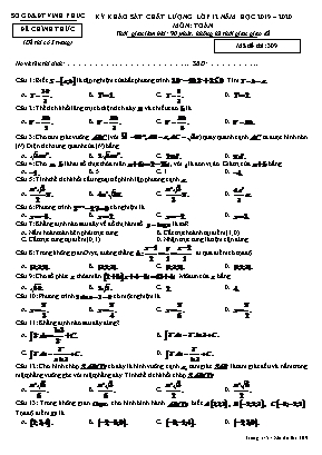 Đề thi khảo sát chất lượng môn Toán Lớp 12 - Mã đề 309 - Năm học 2019-2020 - Sở giáo dục và đào tạo Vĩnh Phúc