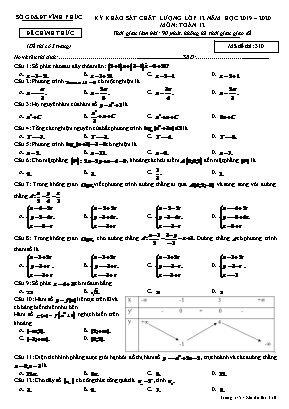 Đề thi khảo sát chất lượng môn Toán Lớp 12 - Mã đề 310 - Năm học 2019-2020 - Sở giáo dục và đào tạo Vĩnh Phúc