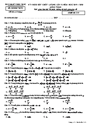 Đề thi khảo sát chất lượng môn Toán Lớp 12 - Mã đề 315 - Năm học 2019-2020 - Sở giáo dục và đào tạo Vĩnh Phúc