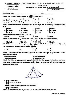 Đề thi khảo sát chất lượng môn Toán Lớp 12 - Mã đề 316 - Năm học 2019-2020 - Sở giáo dục và đào tạo Vĩnh Phúc