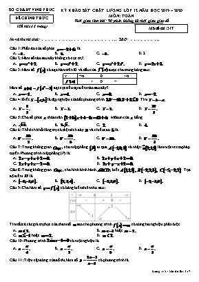 Đề thi khảo sát chất lượng môn Toán Lớp 12 - Mã đề 317 - Năm học 2019-2020 - Sở giáo dục và đào tạo Vĩnh Phúc