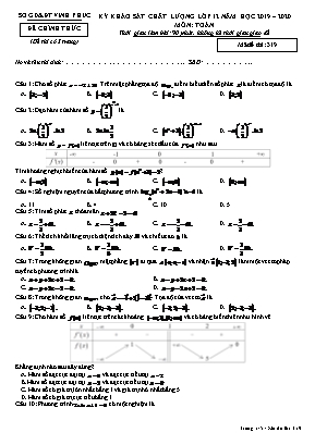 Đề thi khảo sát chất lượng môn Toán Lớp 12 - Mã đề 319 - Năm học 2019-2020 - Sở giáo dục và đào tạo Vĩnh Phúc