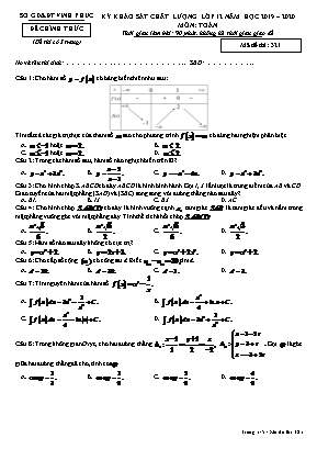 Đề thi khảo sát chất lượng môn Toán Lớp 12 - Mã đề 321 - Năm học 2019-2020 - Sở giáo dục và đào tạo Vĩnh Phúc