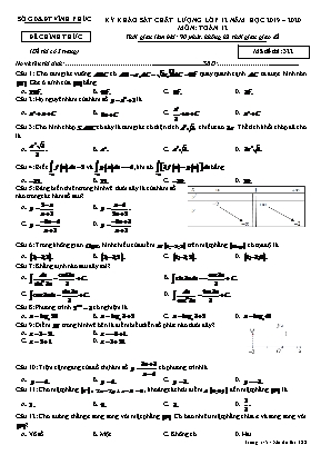 Đề thi khảo sát chất lượng môn Toán Lớp 12 - Mã đề 322 - Năm học 2019-2020 - Sở giáo dục và đào tạo Vĩnh Phúc