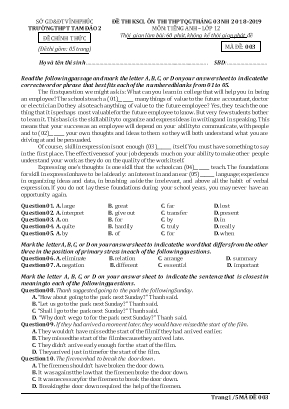 Đề thi khảo sát chất lượng ôn thi THPT Quốc gia tháng 3 môn Tiếng Anh Lớp 12 - Mã đề 003 - Năm học 2018-2019 - Trường THPT Tam Đảo 2