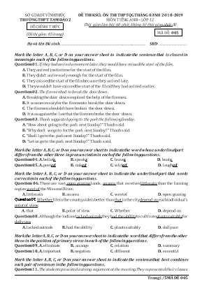 Đề thi khảo sát chất lượng ôn thi THPT Quốc gia tháng 3 môn Tiếng Anh Lớp 12 - Mã đề 005 - Năm học 2018-2019 - Trường THPT Tam Đảo 2