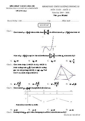 Đề thi khảo sát chất lượng tháng 10 môn Toán Lớp 12 - Mã đề 247 - Năm học 2019-2020 - Trường THCS và THPT M.V.Lômônôxốp (Có đáp án)