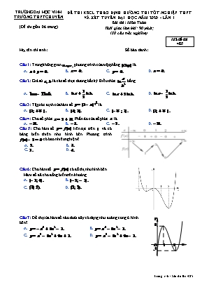 Đề thi khảo sát chất lượng theo định hướng thi Tốt nghiệp THPT và xét tuyển Đại học môn Toán lần 1 năm 2020 - Mã đề 285 - Đại học Vinh