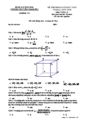 Đề thi khảo sát đầu năm môn Toán Lớp 12 - Mã đề 132 - Năm học 2019-2020 - Trường THPT Yên Phong 2