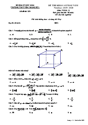 Đề thi khảo sát đầu năm môn Toán Lớp 12 - Mã đề 209 - Năm học 2019-2020 - Trường THPT Yên Phong 2