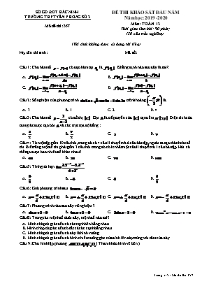 Đề thi khảo sát đầu năm môn Toán Lớp 12 - Mã đề 357 - Năm học 2019-2020 - Trường THPT Yên Phong 2