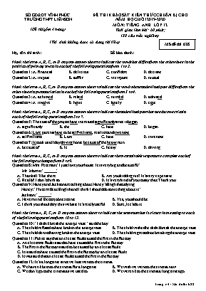 Đề thi khảo sát kiến thức chuẩn bị cho năm học mới môn Tiếng Anh Lớp 12 - Mã đề 628 - Năm học 2019-2020 - Trường THPT Liễn Sơn