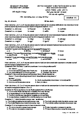 Đề thi khảo sát kiến thức chuẩn bị cho năm học mới môn Tiếng Anh Lớp 12 - Mã đề 132 - Năm học 2019-2020 - Trường THPT Liễn Sơn