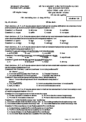 Đề thi khảo sát kiến thức chuẩn bị cho năm học mới môn Tiếng Anh Lớp 12 - Mã đề 238 - Năm học 2019-2020 - Trường THPT Liễn Sơn