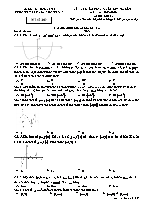 Đề thi kiểm định chất lượng lần 1 môn Toán Lớp 12 - Mã đề 209 - Năm học 2019-2020 - Trường THPT Yên Phong số 2