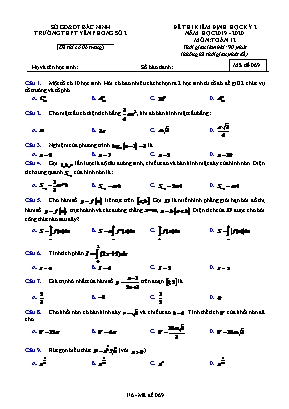 Đề thi kiểm định học kỳ II môn Toán Lớp 12 - Mã đề 069 - Năm học 2019-2020 - Trường THPT Yên Phong số 2