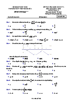 Đề thi kiểm định học kỳ II môn Toán Lớp 12 - Mã đề 958 - Năm học 2019-2020 - Trường THPT Yên Phong số 2