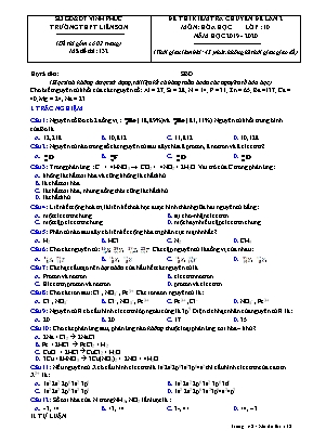 Đề thi kiểm tra Chuyên đề lần 2 môn Hóa học Lớp 10 - Mã đề 132 - Năm học 2019-2020 - Trường THPT Liễn Sơn