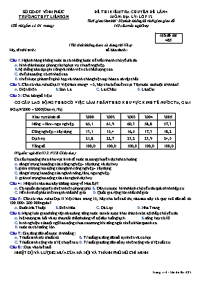 Đề thi kiểm tra chuyên đề lần 4 môn Địa lý Lớp 12 - Mã đề 485 - Trường THPT Liễn Sơn