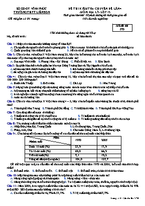 Đề thi kiểm tra Chuyên đề lần 4 môn Địa lý Lớp 12 - Mã đề 570 - Trường THPT Liễn Sơn