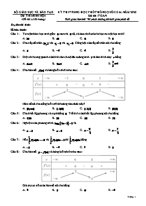 Đề thi minh họa kỳ thi THPT Quốc gia môn Toán năm 2020 - Bộ giáo dục và đào tạo