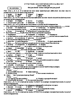 Đề thi minh họa THPT Quốc gia môn Tiếng Anh năm 2017 (Có đáp án)