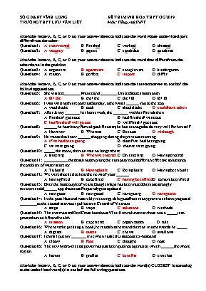 Đề thi minh họa THPT Quốc gia môn Tiếng Anh năm 2019 - Trường THPT Lưu Văn Liệt