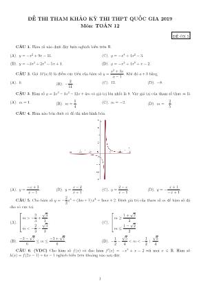 Đề thi tham khảo kỳ thi THPT Quốc gia môn Toán năm 2019 - Đề ôn 5